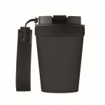 Vaso antifugas para llevar con correa de poliéster RPET 300ml color negro cuarta vista