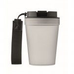 Vaso antifugas para llevar con correa de poliéster RPET 300ml color blanco transparente cuarta vista
