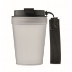 Vaso antifugas para llevar con correa de poliéster RPET 300ml color blanco transparente quinta vista
