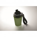 Vaso antifugas para llevar con correa de poliéster RPET 300ml color verde oscuro vista fotografía segunda vista