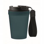 Vaso antifugas para llevar con correa de poliéster RPET 300ml color azul marino