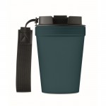 Vaso antifugas para llevar con correa de poliéster RPET 300ml color azul marino cuarta vista