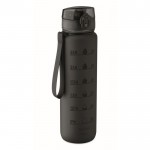 Botella de plástico con marcas de tiempo y tapa abatible 1L color negro