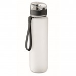 Botella de plástico con marcas de tiempo y tapa abatible 1L color blanco transparente tercera vista