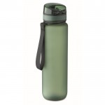 Botella de plástico con marcas de tiempo y tapa abatible 1L color verde oscuro tercera vista