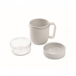 Taza para llevar de desayuno con 2 compartimientos separados 450ml color blanco cuarta vista