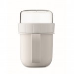 Taza para llevar de desayuno con 2 compartimientos separados 450ml color blanco sexta vista