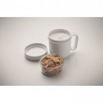 Taza para llevar de desayuno con 2 compartimientos separados 450ml color blanco vista fotografía