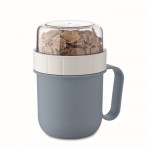 Taza para llevar de desayuno con 2 compartimientos separados 450ml color negro mate segunda vista