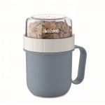Taza para llevar de desayuno con 2 compartimientos separados 450ml color negro mate vista principal segunda vista