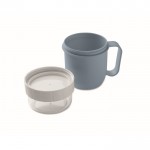 Taza para llevar de desayuno con 2 compartimientos separados 450ml color negro mate tercera vista