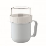 Taza para llevar de desayuno con 2 compartimientos separados 450ml color azul claro