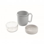 Taza para llevar de desayuno con 2 compartimientos separados 450ml color azul claro cuarta vista