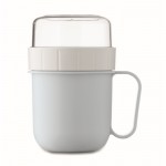 Taza para llevar de desayuno con 2 compartimientos separados 450ml color azul claro quinta vista