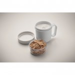 Taza para llevar de desayuno con 2 compartimientos separados 450ml color azul claro vista fotografía
