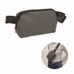 Riñonera de PU con compartimiento principal y bolsillo trasero color gris oscuro