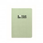 Libreta hecha de caña de azúcar de tapa dura A5 papel a rayas color verde menta vista de impresión