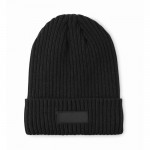Gorro de punto unisex en varios colores con parche para personalizar color negro