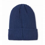 Gorro de punto unisex en varios colores con parche para personalizar color azul segunda vista