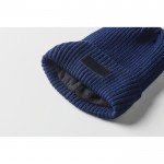 Gorro de punto unisex en varios colores con parche para personalizar color azul vista fotografía cuarta vista