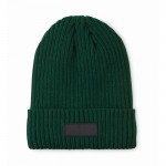 Gorro de punto unisex en varios colores con parche para personalizar color verde oscuro