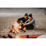 Gorro de punto unisex en varios colores con parche para personalizar color verde oscuro tercera vista bodegón 2