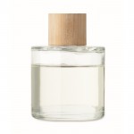 Elegante difusor de fragancia con olor a vainilla con detalle de bambú color transparente tercera vista