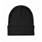 Clásico gorro de poliéster con dobladillo en talla única color negro