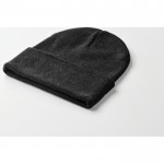 Clásico gorro de poliéster con dobladillo en talla única color negro vista fotografía segunda vista