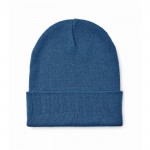 Clásico gorro de poliéster con dobladillo en talla única color azul
