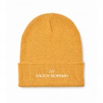 Clásico gorro de poliéster con dobladillo en talla única color amarillo vista principal