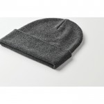 Clásico gorro de poliéster con dobladillo en talla única color gris oscuro vista fotografía segunda vista