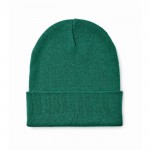 Clásico gorro de poliéster con dobladillo en talla única color verde oscuro