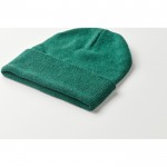 Clásico gorro de poliéster con dobladillo en talla única color verde oscuro vista fotografía segunda vista