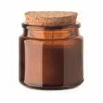 Vela de cera vegetal con aroma a vainilla y tapa de corcho color marrón