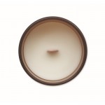 Vela con aroma a vainilla de cera vegetal y mecha de madera color marrón quinta vista