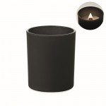 Vela con aroma a vainilla de cera vegetal y mecha de madera color negro
