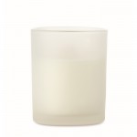 Vela con aroma a vainilla de cera vegetal y mecha de madera color blanco sexta vista