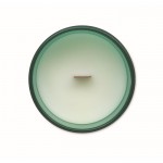 Vela con aroma a vainilla de cera vegetal y mecha de madera color verde quinta vista