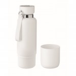 Botella isotérmica con asa y vaso en parte inferior 500ml color blanco segunda vista