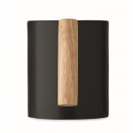 Taza de cerámica con original asa recta de madera 320ml color negro sexta vista