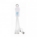 Llavero con distintos cables de carga con distintas salidas color blanco vista de impresión