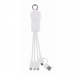 Llavero con distintos cables de carga con distintas salidas color blanco