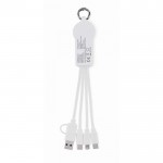 Llavero con distintos cables de carga con distintas salidas color blanco tercera vista