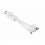 Llavero con distintos cables de carga con distintas salidas color blanco cuarta vista