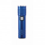 Linterna de aluminio reciclado extensible con 3 ajustes de luz y zoom color azul segunda vista