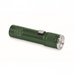 Linterna de aluminio reciclado extensible con 3 ajustes de luz y zoom color verde oscuro