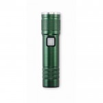 Linterna de aluminio reciclado extensible con 3 ajustes de luz y zoom color verde oscuro segunda vista