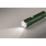 Linterna de aluminio reciclado extensible con 3 ajustes de luz y zoom color verde oscuro vista fotografía tercera vista