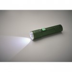 Linterna de aluminio reciclado extensible con 3 ajustes de luz y zoom color verde oscuro vista fotografía sexta vista